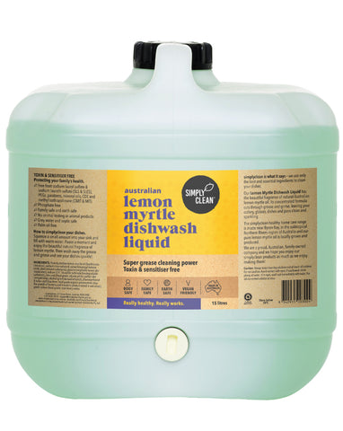 SimplyClean Lemon Myrtle Dishwash Liquid 15 ltr bulk refill cleaning product