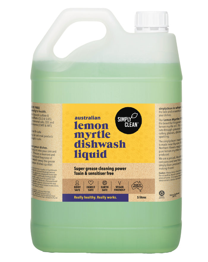 SimplyClean Lemon Myrtle Dishwash Liquid 5 ltr bulk refill cleaning product