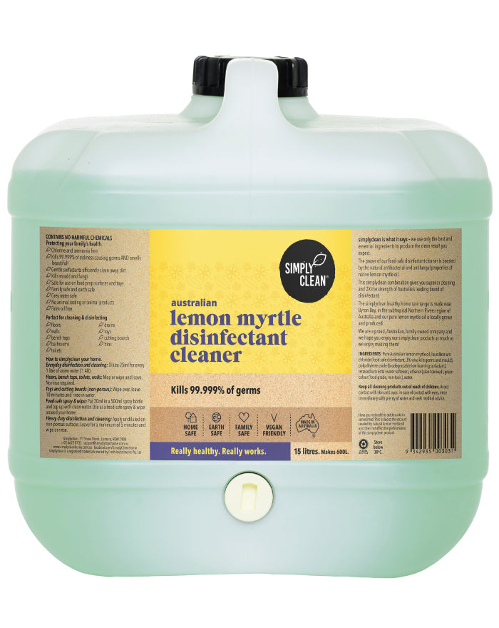 SimplyClean Lemon Myrtle Disinfectant Cleaner 15 ltr bulk refill cleaning product