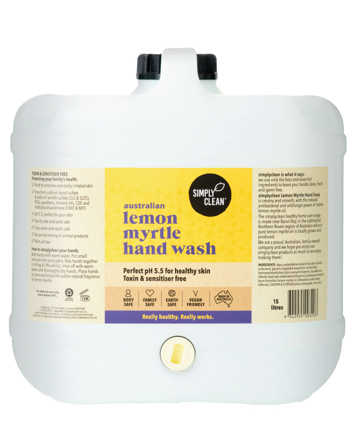 SimplyClean Lemon Myrtle Hand Wash 15 ltr bulk refill cleaning product
