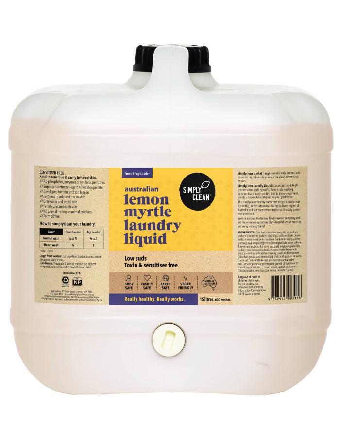 SimplyClean Lemon Myrtle Laundry Liquid  15 ltr bulk refill cleaning product