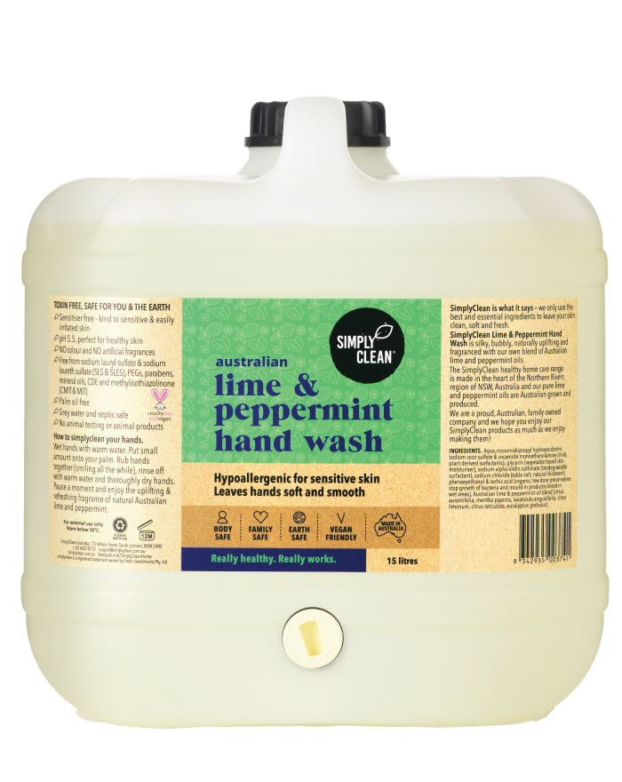 SimplyClean Lime & Peppermint Hand Wash 15 ltr bulk refill cleaning product