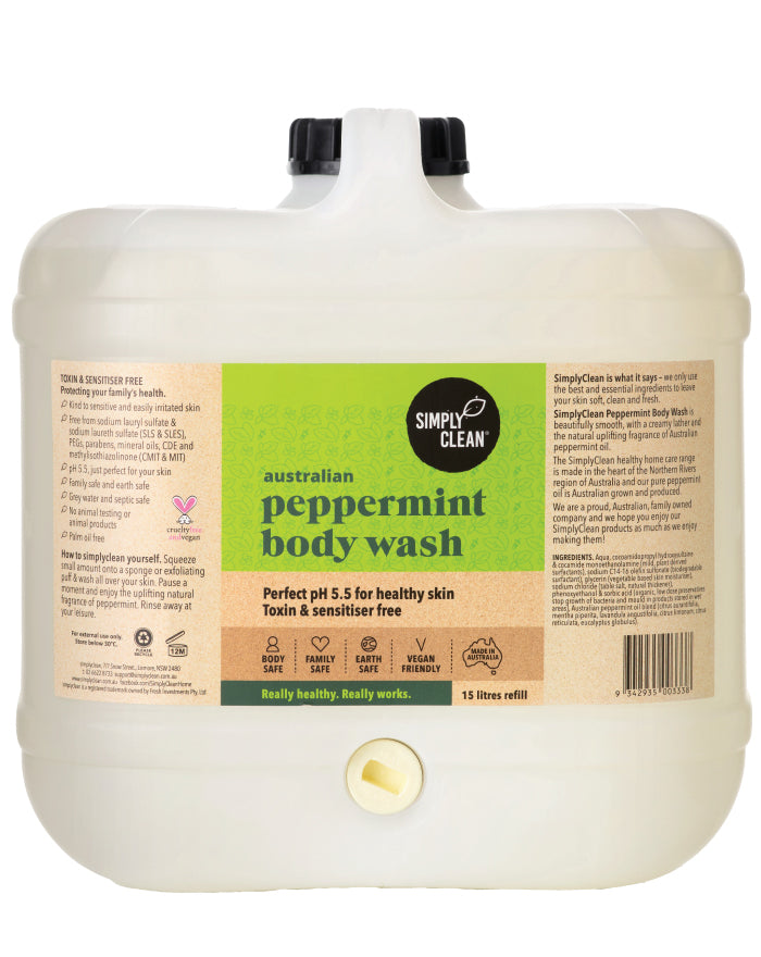 SimplyClean Peppermint Body Wash 15 ltr bulk refill cleaning product