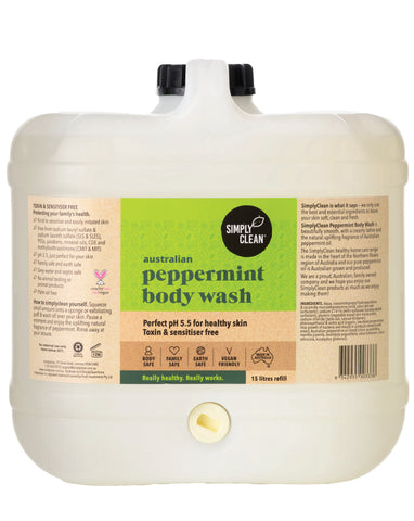 SimplyClean Peppermint Body Wash 15 ltr bulk refill cleaning product