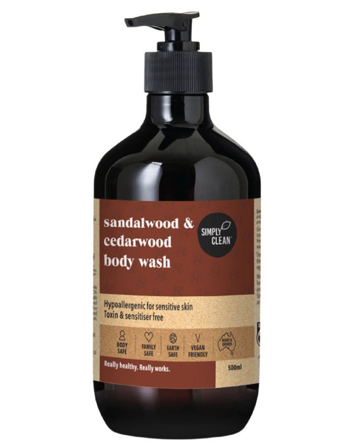 SimplyClean Sandalwood & Cedarwood Body Wash - 12 x 500ml