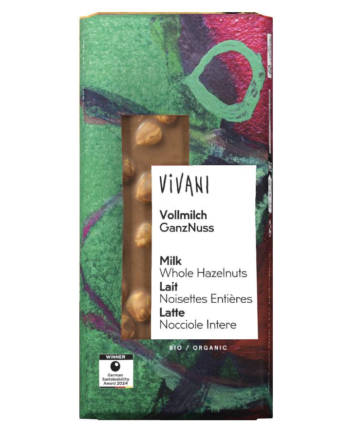 Vivani Organic Chocolate Milk Whole Hazelnut 100g premium organic chocolate