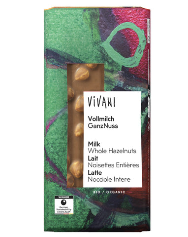 Vivani Organic Chocolate Milk Whole Hazelnut 100g premium organic chocolate