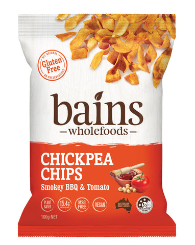 Bains Wholefoods Chickpea Chips Smokey BBQ & Tomato 100g