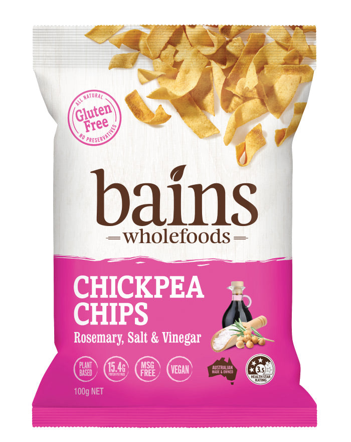 Bains Wholefoods Chickpea Chips Rosemary, Salt & Vinegar 100g