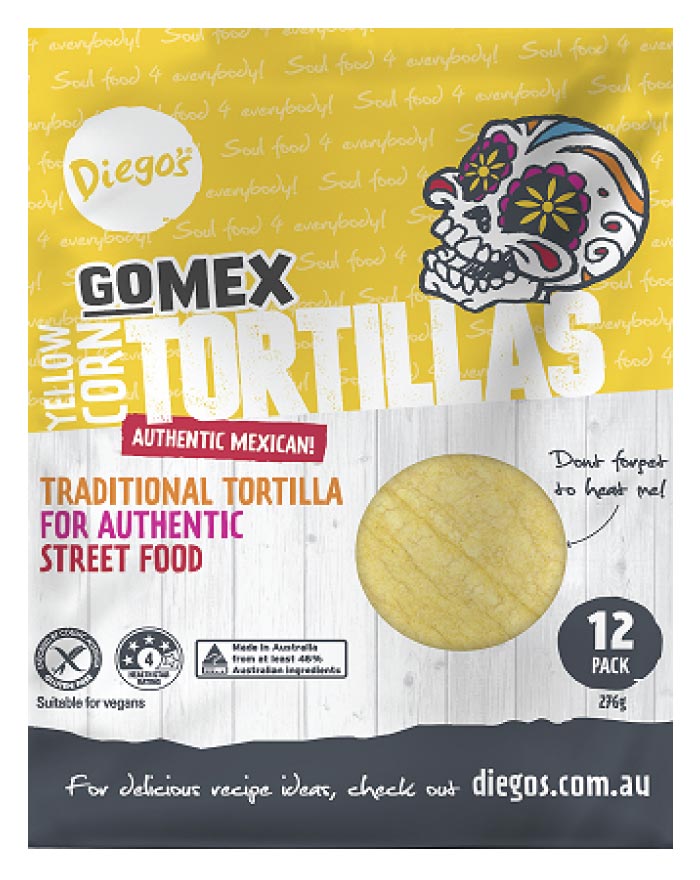 Diego's GoMEX Yellow Corn Tortilla 12pk 276g - Fresh Food Enterprises