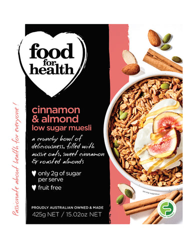 Food for Health Cinnamon Almond Low Sugar Muesli 425g