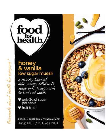 Food for Health Honey Vanilla Low Sugar Muesli 425g