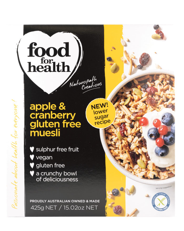 Food for Health Apple & Cranberry Gluten Free Muesli 425g