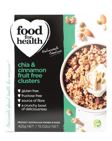 Food for Health Chia & Cinnamon Fruit Free Clusters 425g