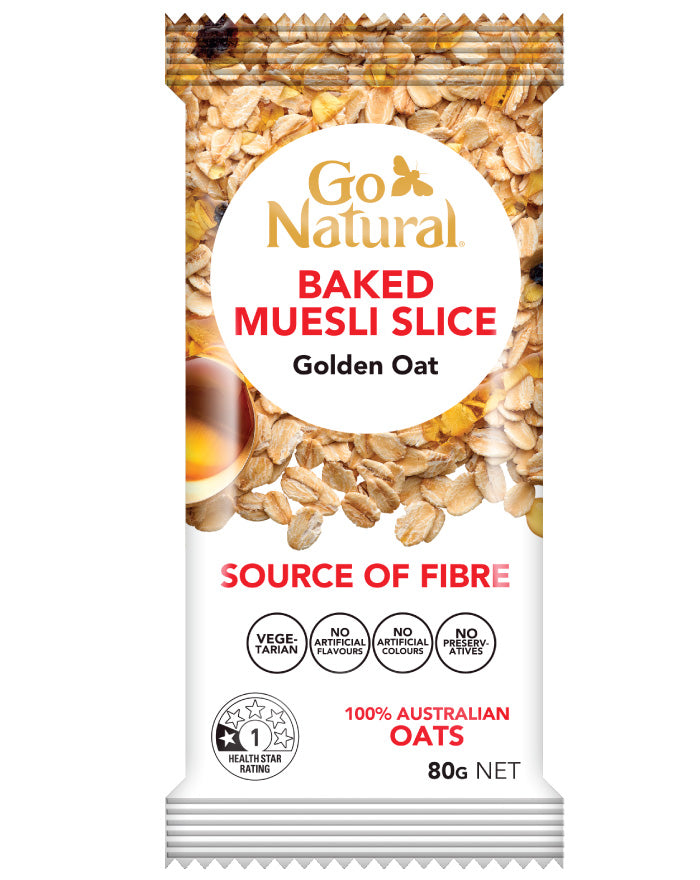 Go Natural Baked Muesli Slice Golden Oat 80g