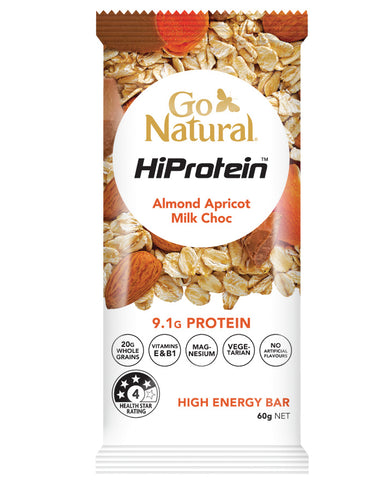 Go Natural HiProtein Bars Almond Apricot Milk Choc 60g