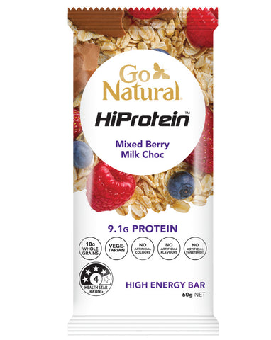 Go Natural HiProtein Bars Mixed Berry Milk Choc 60g