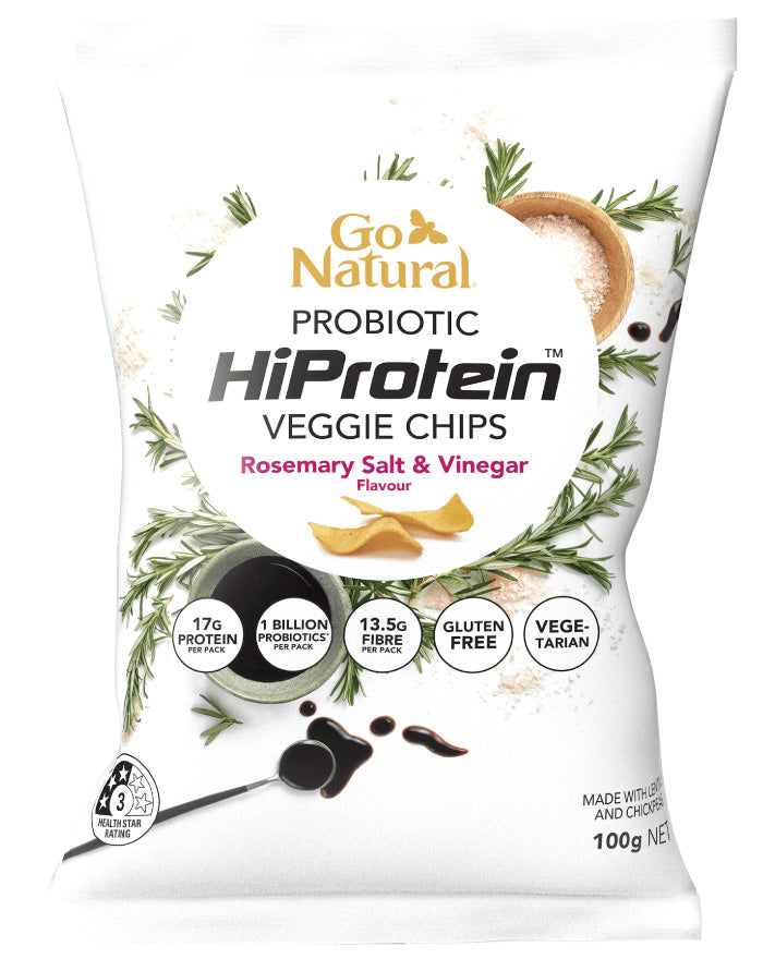 Go Natural HiProtein Probiotic Chips Rosemary Salt & Vinegar 100g