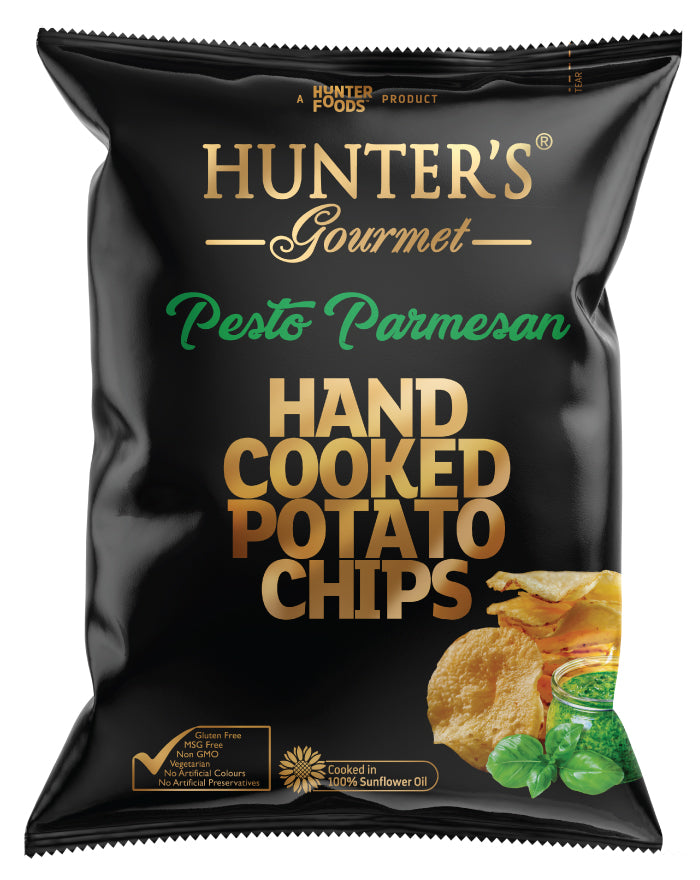 Hunter's Hand Cooked Potato Chips Pesto Parmesan 125g