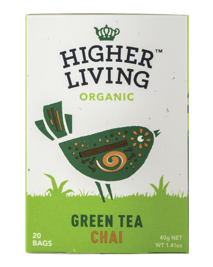 Higher Living Organic Green Tea Chai 3 x 40g - Fresh Food Enterprises