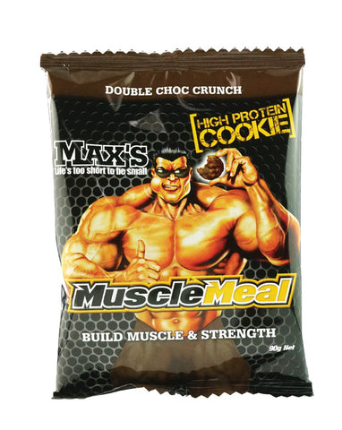 Max's Muscle Meal Cookies Double Choc 12 x 90g - Fresh Food Enterprises