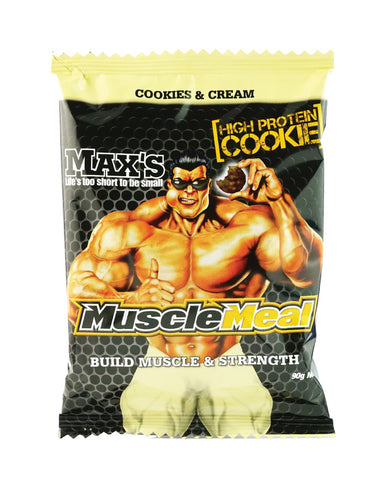 Max's Muscle Meal Cookies Cookies & Cream 12 x 90g - Fresh Food Enterprises