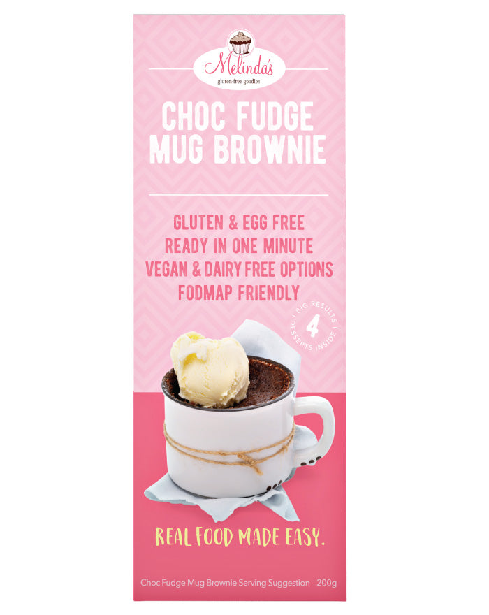 Melinda's Bakery Choc Fudge Mug Brownie 4x50g - Fresh Food Enterprises