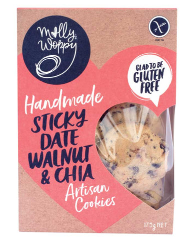 Molly Woppy Artisan Cookies Sticky Date, Walnut and Chia 175g - Fresh Food Enterprises