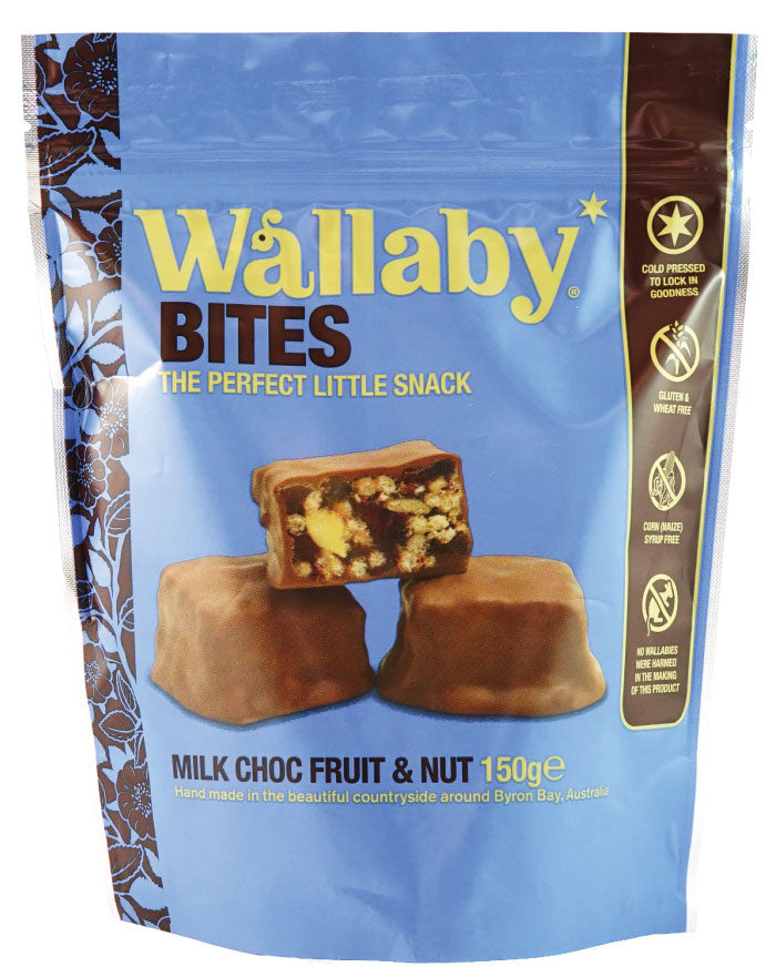 Wallaby Bites Milk Chocolate Fruit & Nut 150g - Fresh Food Enterprises
