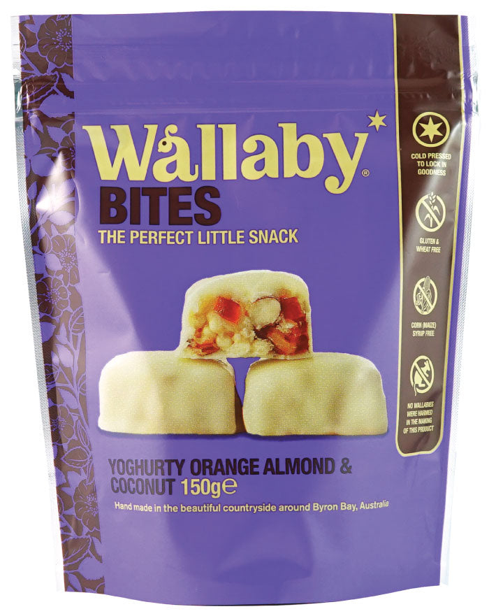 Wallaby Bites Yoghurty Orange Almond & Coconut 150g - Fresh Food Enterprises